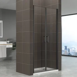 Saniverre Porte de douche KIMIBLACK H.190 largeur réglable 94 à 97 cm verre transparent -