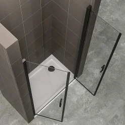 Saniverre Porte de douche KIMIBLACK H.190 largeur réglable 94 à 97 cm verre transparent -
