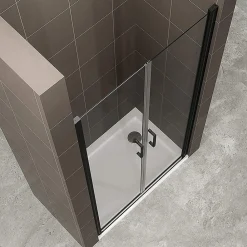 Saniverre Porte de douche KIMIBLACK H.190 largeur réglable 94 à 97 cm verre transparent -