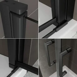 Saniverre Porte de douche KIMIBLACK H.190 largeur réglable 94 à 97 cm verre transparent -