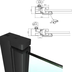 Saniverre Porte de douche KIMIBLACK H.190 largeur réglable 94 à 97 cm verre transparent -