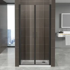 Saniverre Porte de douche KIMIBLACK H.180 largeur réglable 76 à 79 cm verre transparent -
