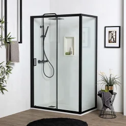 Kiamami Valentina Porte De Douche Niche 120 Cm Avec Côté Fixe 80 Cm Avec Verre Trempé Transparent 6 Mm - City