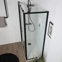 Kiamami Valentina Porte De Douche Niche 120 Cm Avec Côté Fixe 80 Cm Avec Verre Trempé Transparent 6 Mm - City