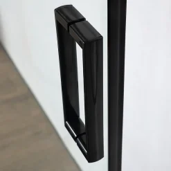 Kiamami Valentina Porte de douche niche coulissante 110 cm noir mat verre trempé 6 mm transparent - city