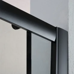 Kiamami Valentina Porte de douche noir mat 140 cm niche avec porte coulissante - city