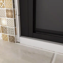 AICA Sanitaire porte de douche Noir 80x200cm,5mm verre securit,Paroi de douche avec porte pivotante,Robustesse et Design Moderne
