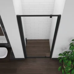 Porte De Douche|AICA Sanitaire Porte De douche noire 80x185cm porte de douche pivotante en 6mm verre de sécurité Installation en niche