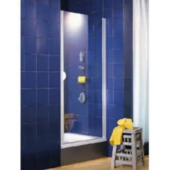 Schulte Porte de douche pivotante profilés blancs 90 cm anticalcaire, Sunny