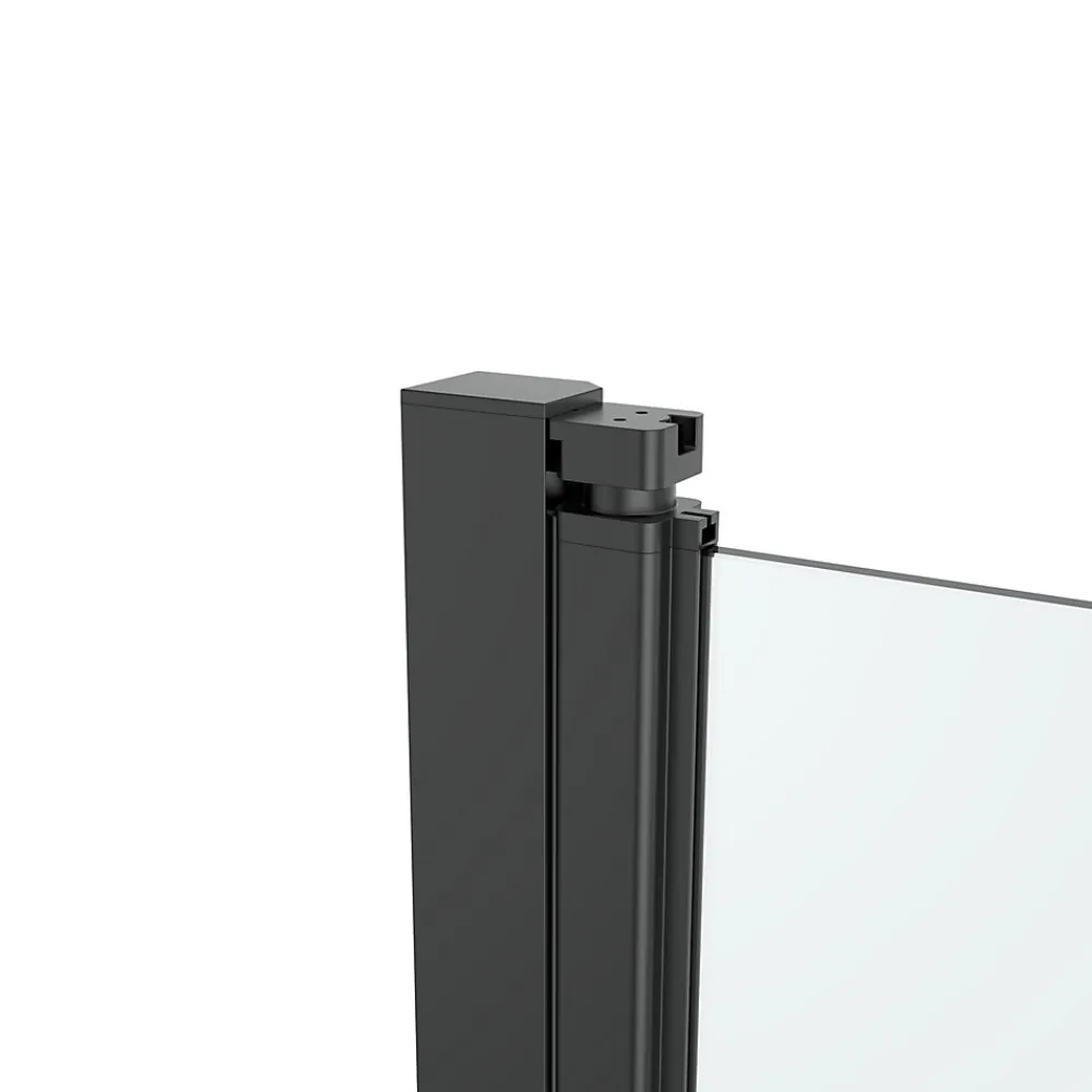 GoodHome Porte de douche pivotante l.90 x H.195 cm, verre transparent, profilés alu noir, Ledava