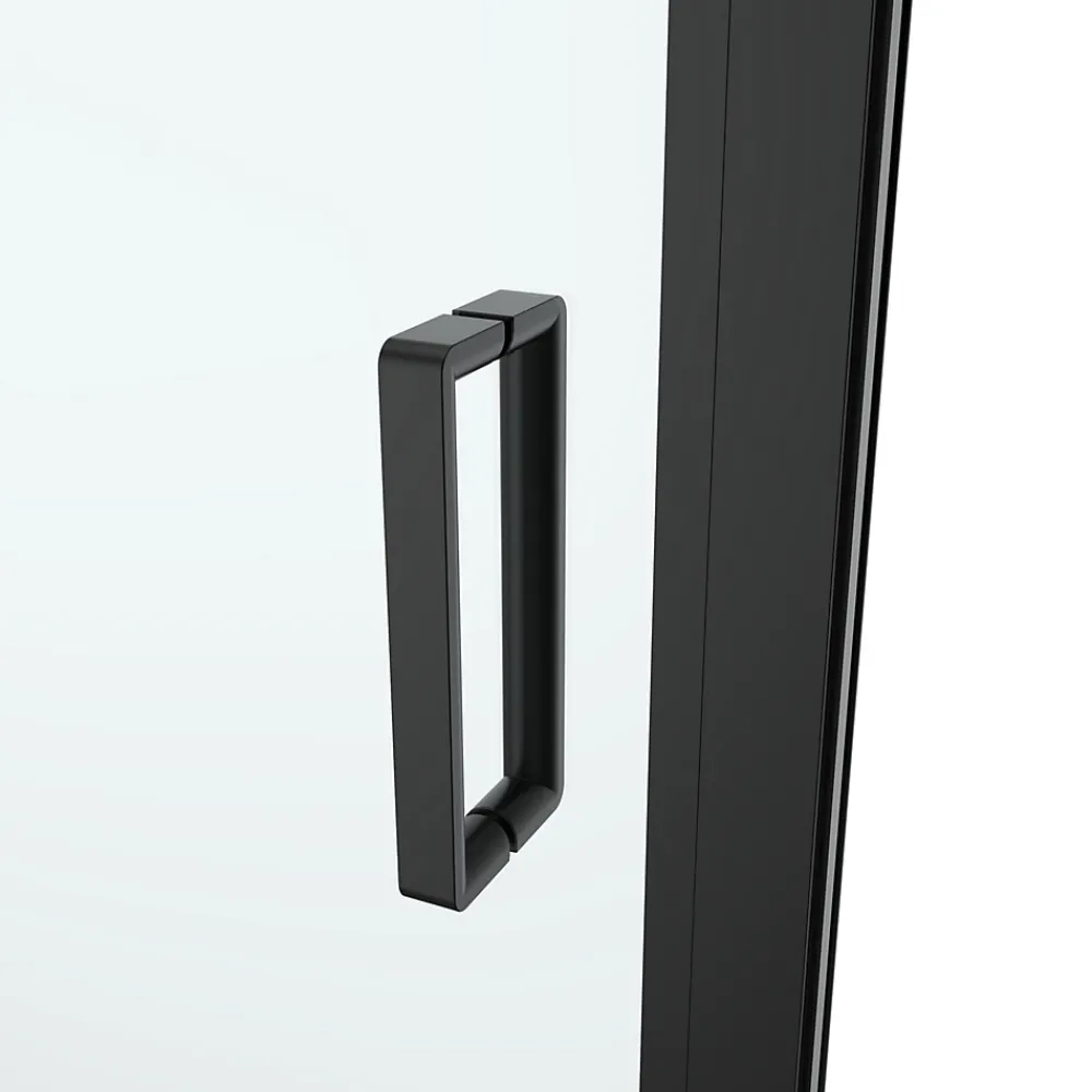 GoodHome Porte de douche pivotante l.90 x H.195 cm, verre transparent, profilés alu noir, Ledava