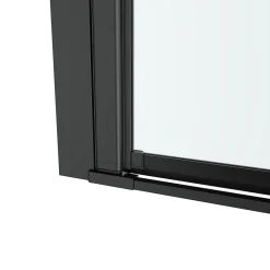 GoodHome Porte de douche pivotante l.90 x H.195 cm, verre transparent, profilés alu noir, Ledava