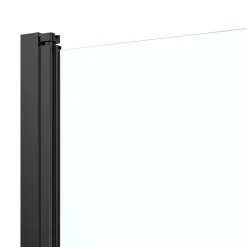 GoodHome Porte de douche pivotante l.90 x H.195 cm, verre transparent, profilés alu noir, Ledava