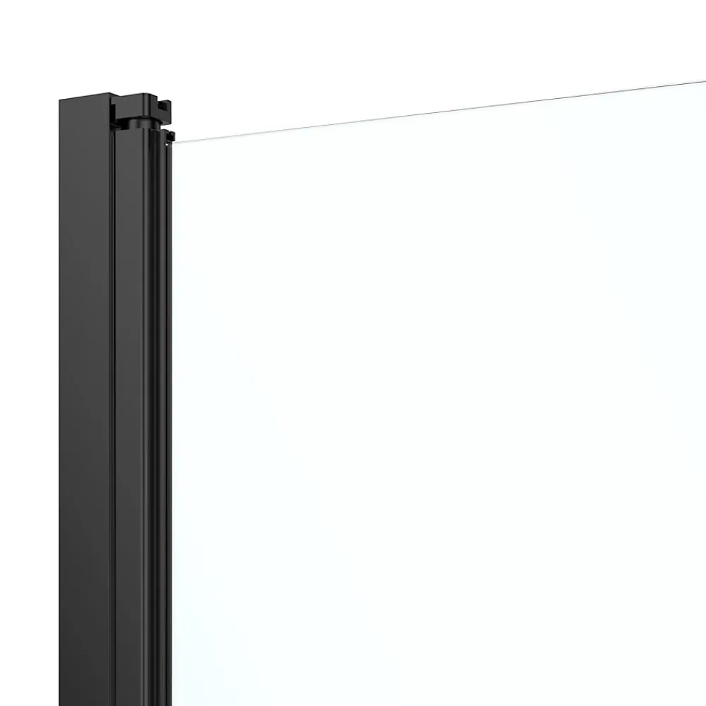 GoodHome Porte de douche pivotante l.90 x H.195 cm, verre transparent, profilés alu noir, Ledava