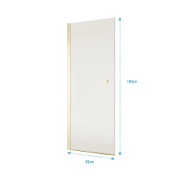 Aurlane Porte de Douche Pivotante 80x180 cm en Verre Trempe 5 mm - Finition Or Brosse - GOLD ELEMENTARY