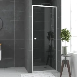 Galedo Porte de douche pivotante blanc Spot transparent 70 à 80cm
