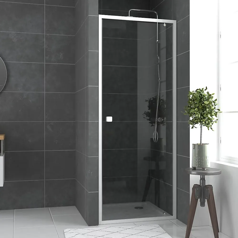 Galedo Porte de douche pivotante blanc Spot transparent 70 à 80cm