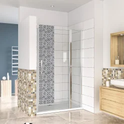 AICA Sanitaire Porte de douche pivotante en 6mm verre securit anticalcaire porte de douche 106cm avec 1 élément fixe Hauteur 187cm