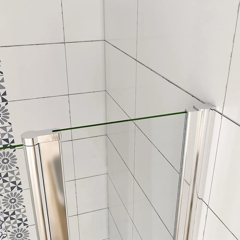 AICA Sanitaire Porte de douche pivotante en 6mm verre securit anticalcaire porte de douche 106cm avec 1 élément fixe Hauteur 187cm
