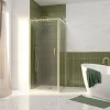 Paroi De Douche|Galedo Porte de douche pivotante et paroi fixe l.90 x 90 x H.200 cm profilés doré brossé, Factory