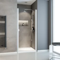 Schulte Porte de douche pivotante l.90 x H.180 cm, verre transparent, profilé alu-argenté, Sunny I