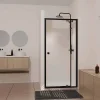 Aurlane Porte de douche Pivotante Noir 80-90x185cm - Extensible de 78 à 90 cm - BLACK SLIDE 80 90