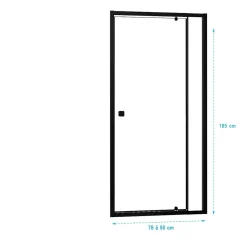 Aurlane Porte de douche Pivotante Noir 80-90x185cm - Extensible de 78 à 90 cm - BLACK SLIDE 80 90