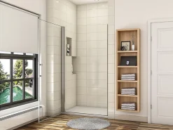 Porte De Douche|AICA Sanitaire Porte de douche pivotante 76cm en 6mm verre anticalcaire Installation en niche Hauteur 187cm