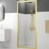 Galedo Porte de douche pivotante 90 x 200 cm, profilés alu doré brossé, Factory Gold