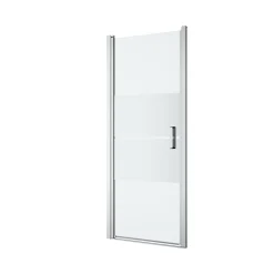 GoodHome Porte de douche pivotante l.80 x H.195 cm, bandes miroir, profilés alu chrome, Ledava