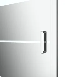 GoodHome Porte de douche pivotante l.80 x H.195 cm, bandes miroir, profilés alu chrome, Ledava