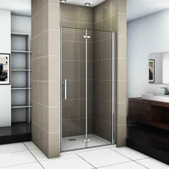 Porte De Douche|AICA Sanitaire Porte De Douche Pivotante Et Pliante 80cm Verre Trempé Anticalcaire Hauteur 185cm