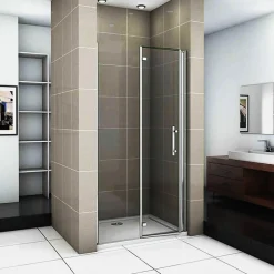 Porte De Douche|AICA Sanitaire Porte De Douche Pivotante Et Pliante 80cm Verre Trempé Anticalcaire Hauteur 185cm