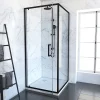 Aurlane Porte de douche Pivotante et retour 80x80x200 - Profilés noir mat - CRUSH PIVOTANTE