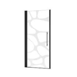 Schulte Porte de douche pivotante l.90 x H.192 cm, verre transparent, profilé noir, Zoé