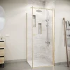 Aurlane Porte de Douche Pivotante 70x195cm et Retour 90cm - Verre 8mm Anticalcaire - Profil Or Brosse