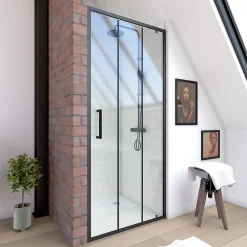 Galedo Porte de douche pivotante noir FactorX 80cm