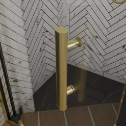 Cuisibane Porte de douche pivotante 90 cm cadre doré GOLDY