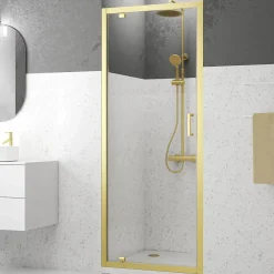 Porte De Douche|Galedo Porte de douche pivotante 80 x 200 cm, profilés alu doré brossé, Factory Gold