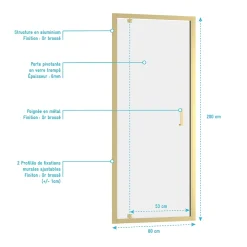 Porte De Douche|Galedo Porte de douche pivotante 80 x 200 cm, profilés alu doré brossé, Factory Gold