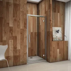 Porte De Douche|AICA Sanitaire Porte de douche pivotante 100cm en 6mm verre trempé clair Porte de douche Hauteur 185cm, poignée inox, grandes charnières