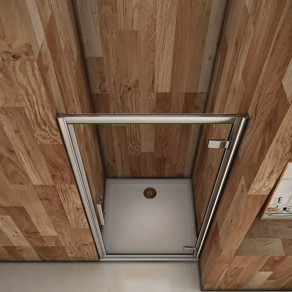 Porte De Douche|AICA Sanitaire Porte de douche pivotante 100cm en 6mm verre trempé clair Porte de douche Hauteur 185cm, poignée inox, grandes charnières