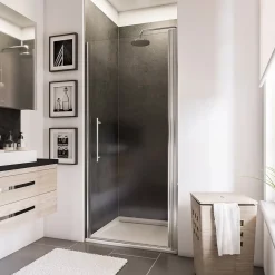 Schulte Porte de douche pivotante l.70 x H.192 cm, verre transparent anticalcaire, profilé chromé, NewStyle