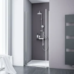 Schulte Porte de douche pivotante l.70 x H.192 cm, verre transparent anticalcaire, profilé chromé, NewStyle
