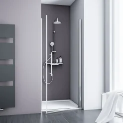 Schulte Porte de douche pivotante l.70 x H.192 cm, verre transparent anticalcaire, profilé chromé, NewStyle