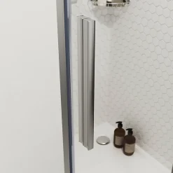 GoodHome Porte de douche pivotante Ezili transparent alu brossé 90 cm