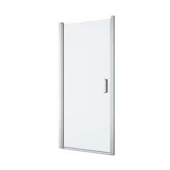 GoodHome Porte de douche pivotante l.90 x H.195 cm, verre transparent, profilés alu chrome, Ledava