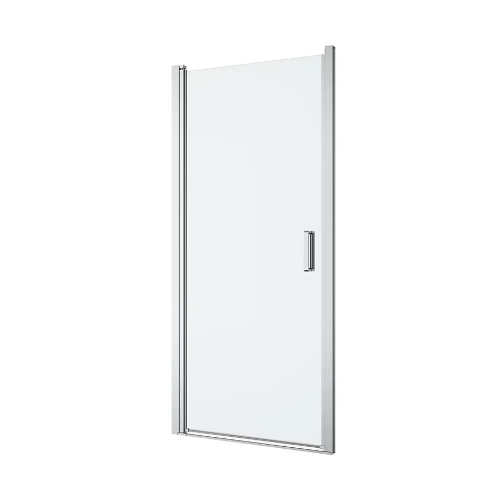 GoodHome Porte de douche pivotante l.90 x H.195 cm, verre transparent, profilés alu chrome, Ledava