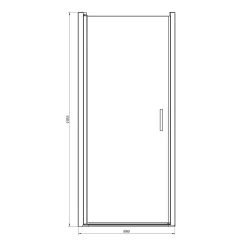 GoodHome Porte de douche pivotante l.90 x H.195 cm, verre transparent, profilés alu chrome, Ledava