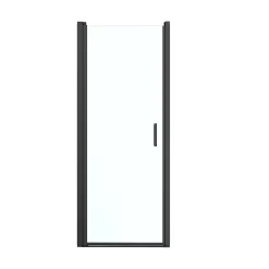 GoodHome Porte de douche pivotante l.80 x H.195 cm, verre transparent, profilés alu noir, Ledava